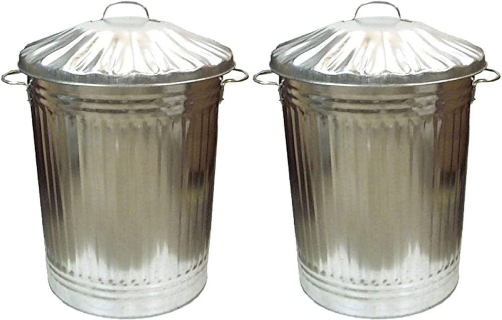 OptiProducts 2 x Large 90L Galvanised Steel Bins With Lid