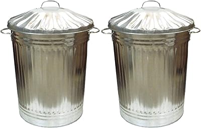OptiProducts 2 x Large 90L Galvanised Steel Bins With Lid