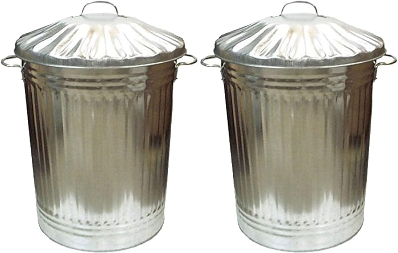 OptiProducts 2 x Large 90L Galvanised Steel Bins With Lid