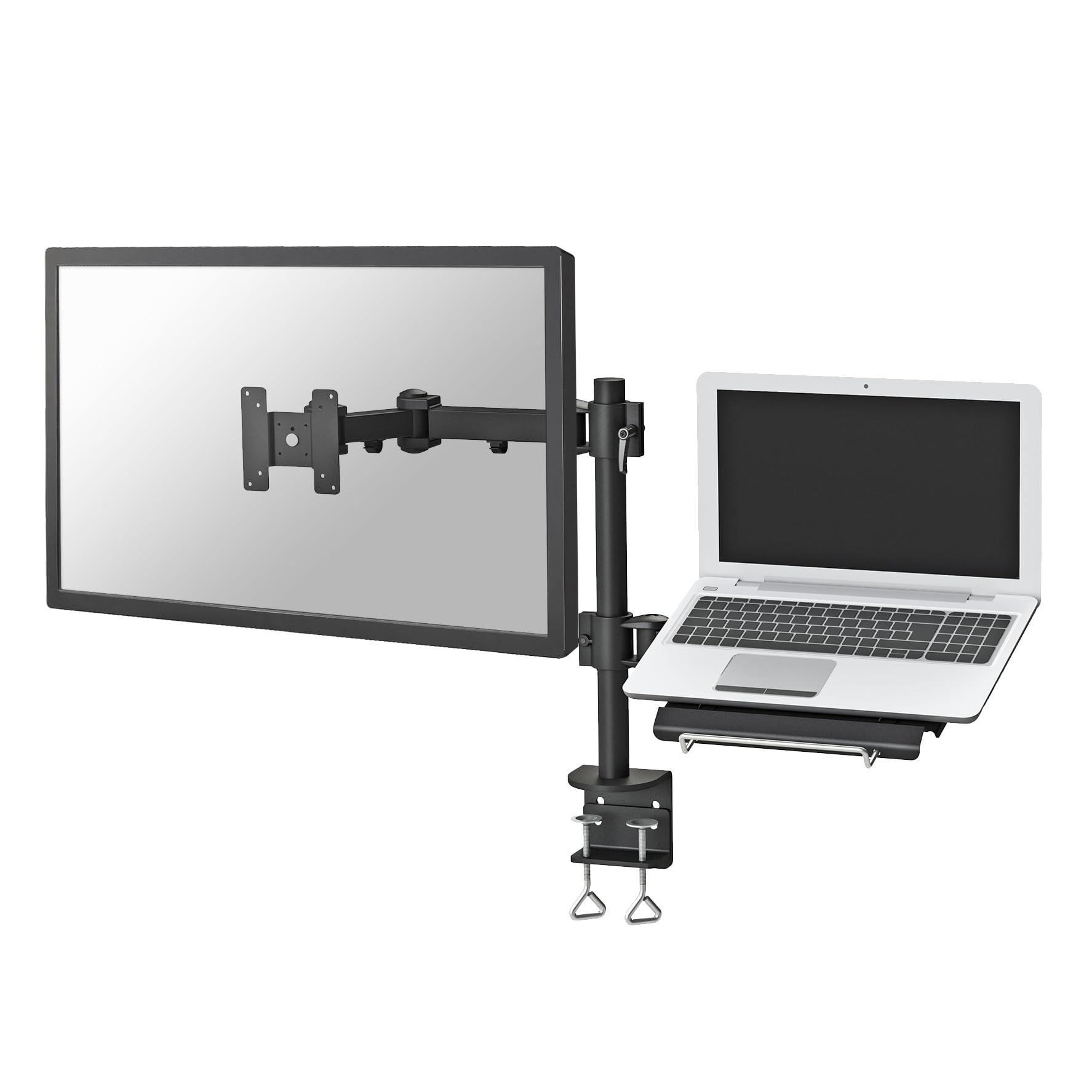 Newstar FPMA-D960NOTEBOOK Full Motion and Desk Mount (clamp) for 10-27" Monitor Screen AND Laptop, Height Adjustable - Black