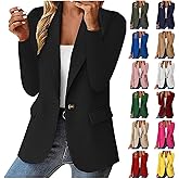 Blazers for Women Business Casual Open Front Long Sleeve Blazer Oversized Office Suit Jackets with Pockets