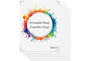 HTVRONT Printable Heat Transfer Vinyl by LOKLiK - 6Pack Vivid Colors & Durable Printable Iron-on Vinyl for T-shirts, 8.5"x11" Printable HTV Vinyl for Cricut & Heat Press, Easy to Cut & Weed