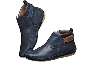 AODONG Boots for Women Low Heel Premium Orthopedic Ankle Boots Arch Support Leather Comfortable Side Zip Wedge Booties