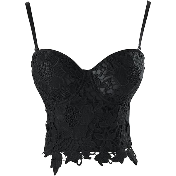 Amazon.com: ELLACCI Women's Floral Lace Bustier Crop Top Gothic