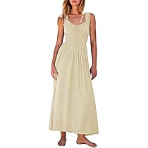 Duigluw Women Summer Dresses Sleeveless Smocked Midi Dress