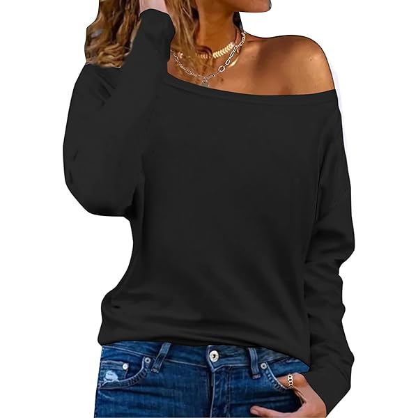 トップス celon off shoulder sweat Amazon.com: Womens Off Shoulder Sweatshirt Slouchy Long