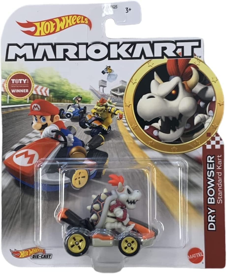 Hot Wheels DieCast Dry Bowser Standard Kart Super Mario Kart Model - 1:64 Scale Length 5 cm