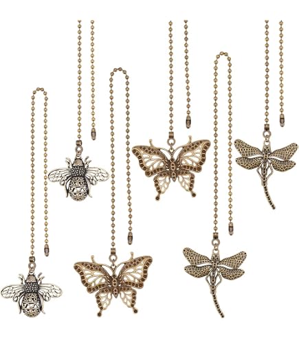 2-Pack Ceiling Fan Pull Chain Extender – Dragonfly & Butterfly Pendants, Silver Alloy, 12" Each, With Connector (Adjustable Length)