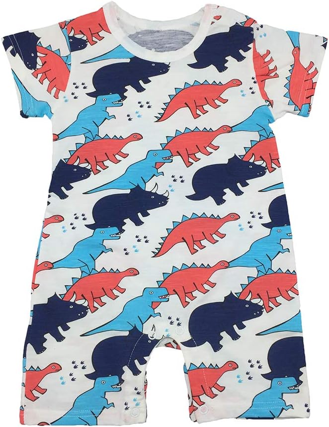 Anywow Newborn Baby Boys Girls Dinosaur Rompers Bodysuit Short Sleeves Jumpsuit Summer Overall 0-12 Months