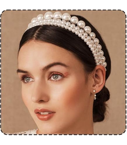 Pearl Jeweled Baroque Padded Hairband Bridal Hair Hoop Amazon.com : Lurrose Pearl Jeweled Baroque Padded Hairband  main image 3