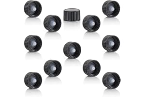 Magnakoys Black 18-400 Polycone Continuous Thread Closure Caps for Vials (18-400, Black, 12)