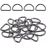 Swpeet 150Pcs 1 Inch / 25mm Gun-Black Heavy Dut Multi-Purpose Metal D Ring Semi-Circular D Ring for Keychains Belts Hardware Bags Ring Hand DIY (Gun-Black, Metal D Rings)