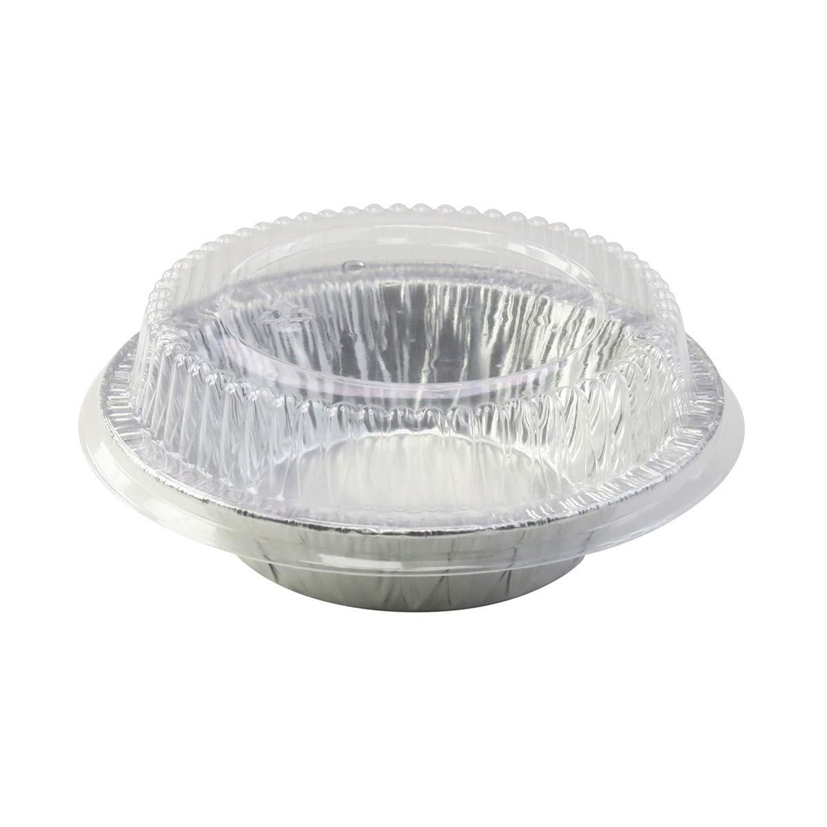 Safca Disposable Aluminum 5" Tart Pan/Individual Pot Pie Pan w/Clear Dome Lid #501P (25)