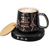Coffee Mug Warmer, You are Awesome Mug with Coffee Warmer Set, Electric Coffee Cup Warmer for Desk 8H Auto Shut Off, Tea Beverage Warmer with 4 Temperature Setting, Birthday Christmas Women Man Gifts