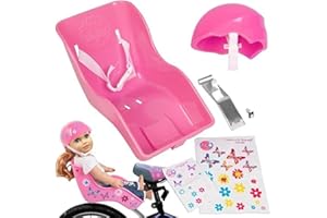 The Original Doll Bicycle Seat & Helmet Pack (Pink)-Bike Attachment Accessory for All 18"-22" Dolls & Stuffed Animals-Decorat