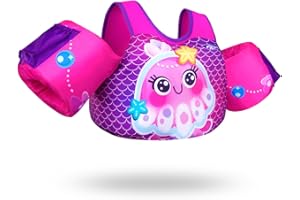 AEOCOO Toddler Swim Vest for 2,3-5,6,7 Years, Puddle Floaties Jumper 20,30-50,60 Pounds, Premium Kids Floaties for Pool - Upgrade Design with Shoulder Harness Arm Wings for Boys, Girls