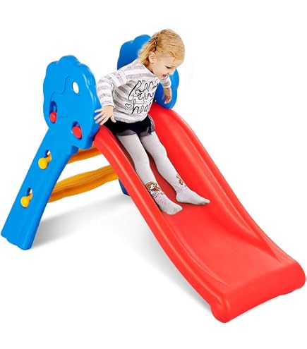 Toboggan Pliable Enfant – Rouge Et Jaune – Intérieur/extérieur – 104 X 46 X 70 Cm – 30 Kg Max – 18 à 72 Mois