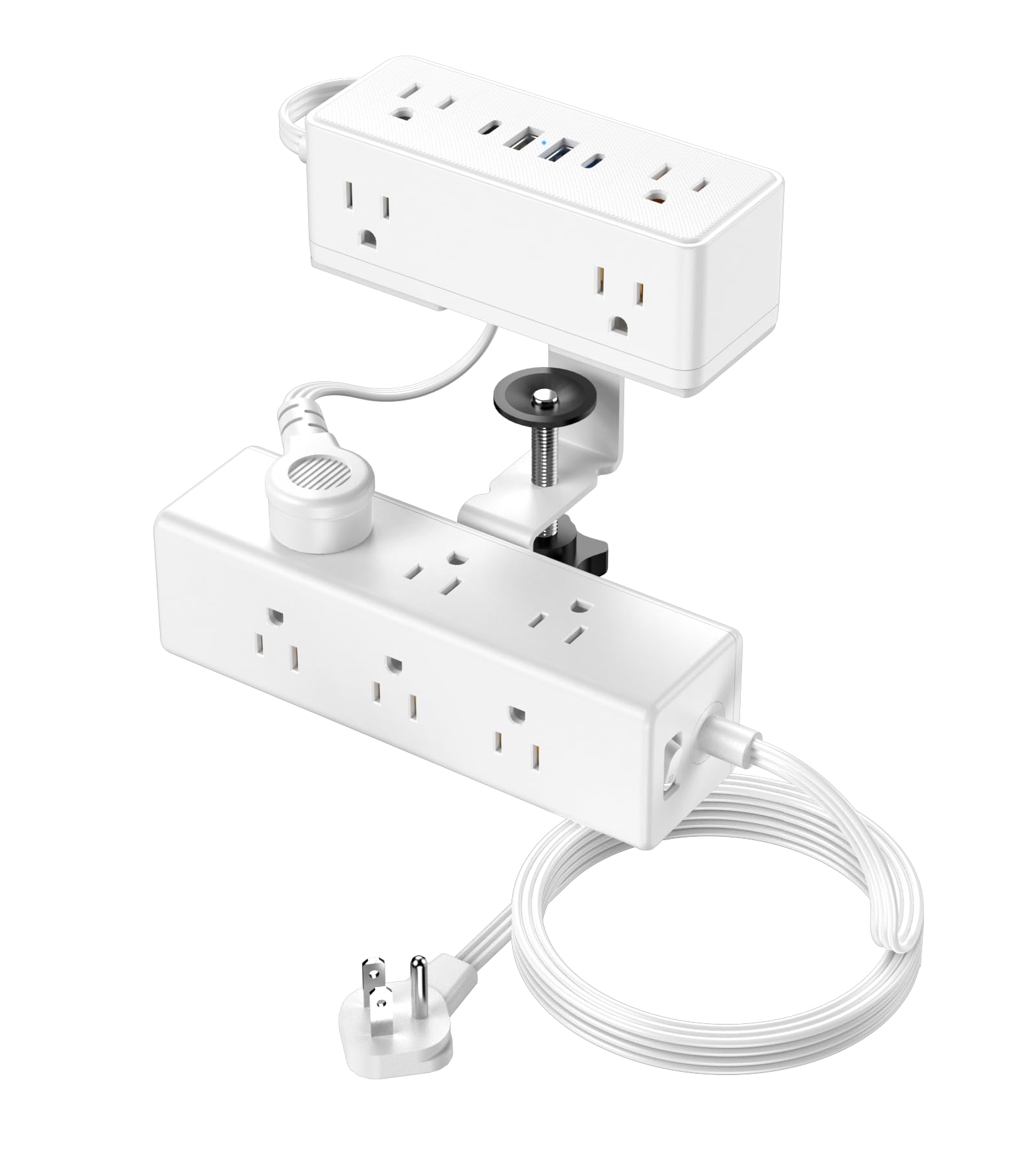 Dual Layer Desk Clamp Power Strip, 19 in 1 Desktop