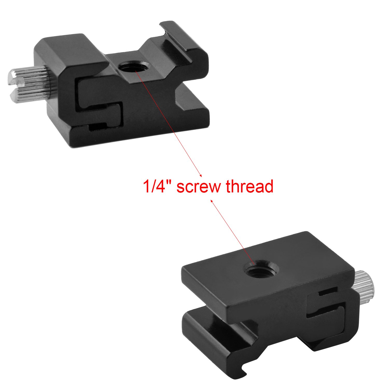 pangshi Black Metal Cold Shoe Flash Stand Adapter with 1/4-inch -20 Tripod Screw (4 Packs)