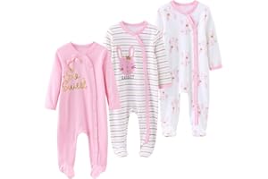 Unisex Baby 3-Pack Organic Cotton Snap Footed Sleep and Play Pajamas Long Sleeve Bodysuit