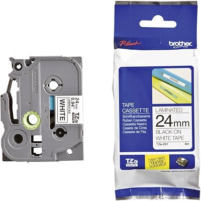 Brother TZe-251 Labelling Tape 24mm x 8m Black on White Laminated