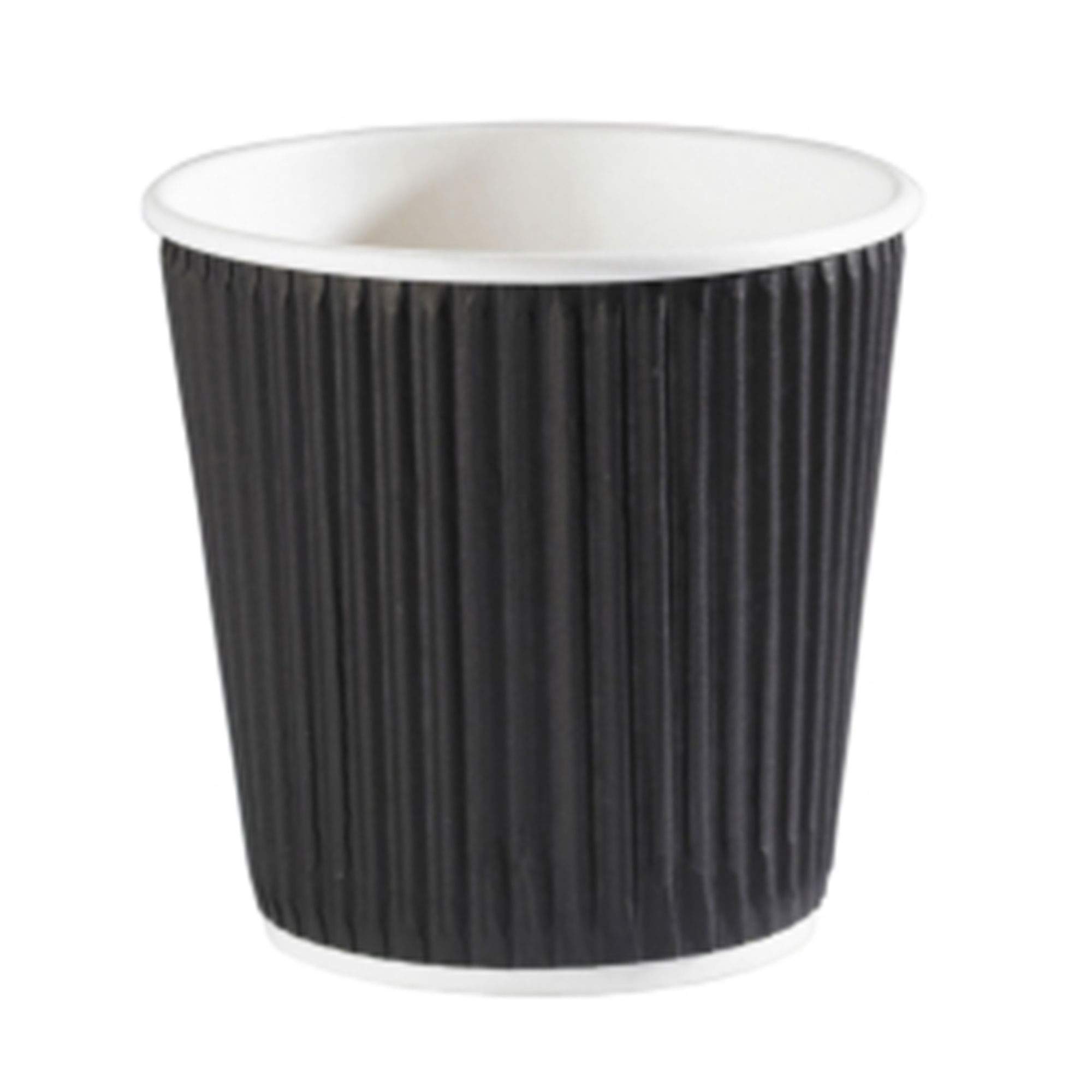Kraft Black Ripple Disposable Coffee Cups 4oz / 120ml - Set of 40 - Disposable Paper Coffee Cups