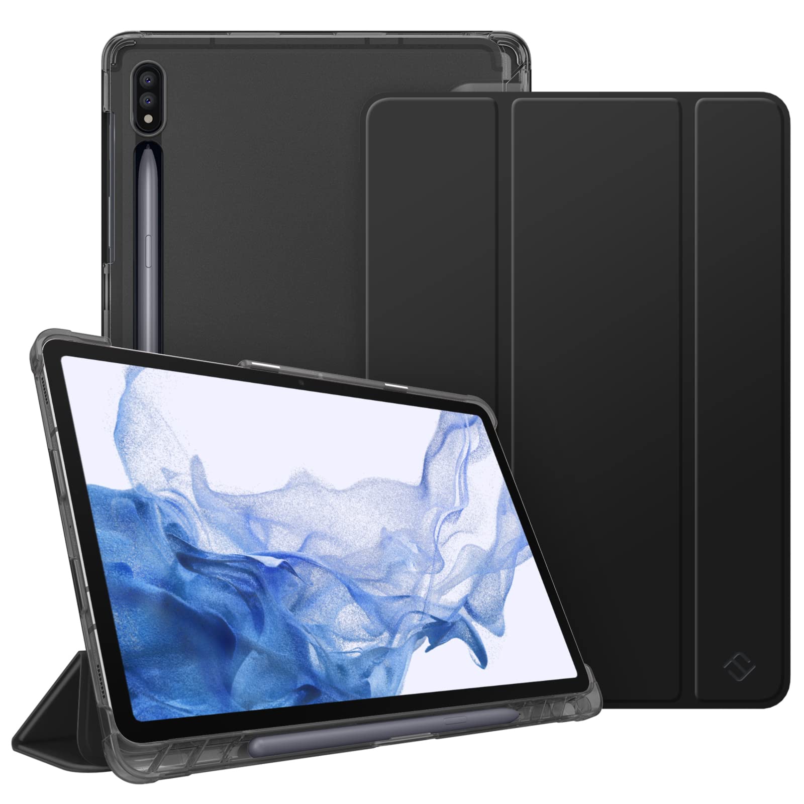 FINTIE Case for Samsung Galaxy Tab S7 11'' 2020 SM-T870(Wi-Fi) SM-T875(LTE) with S Pen Holder, Lightweight SlimShell with Translucent Frosted Stand Back Cover, Auto Wake/Sleep, Black