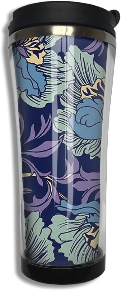 Purple Blue William Morris Floral Patterns Flip Top Lid Double Wall Stainless Steel Mug Hot Cold Tumbler Liquid Tight Travel Mug Vacuum Sealed Drink Bottle