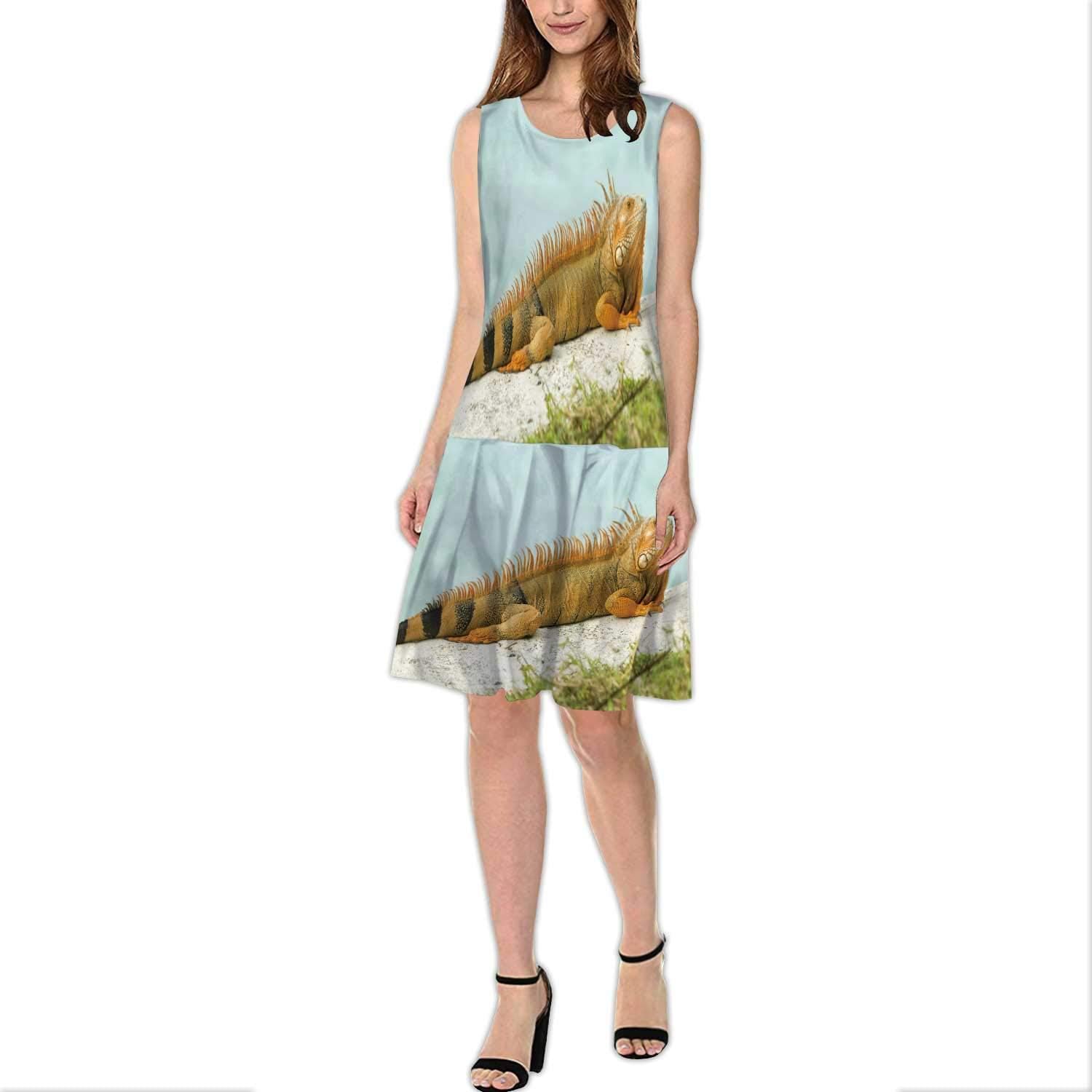 Paris City View with Eiffel Tower in,Women's Sleeveless Printed Princess Dress XS