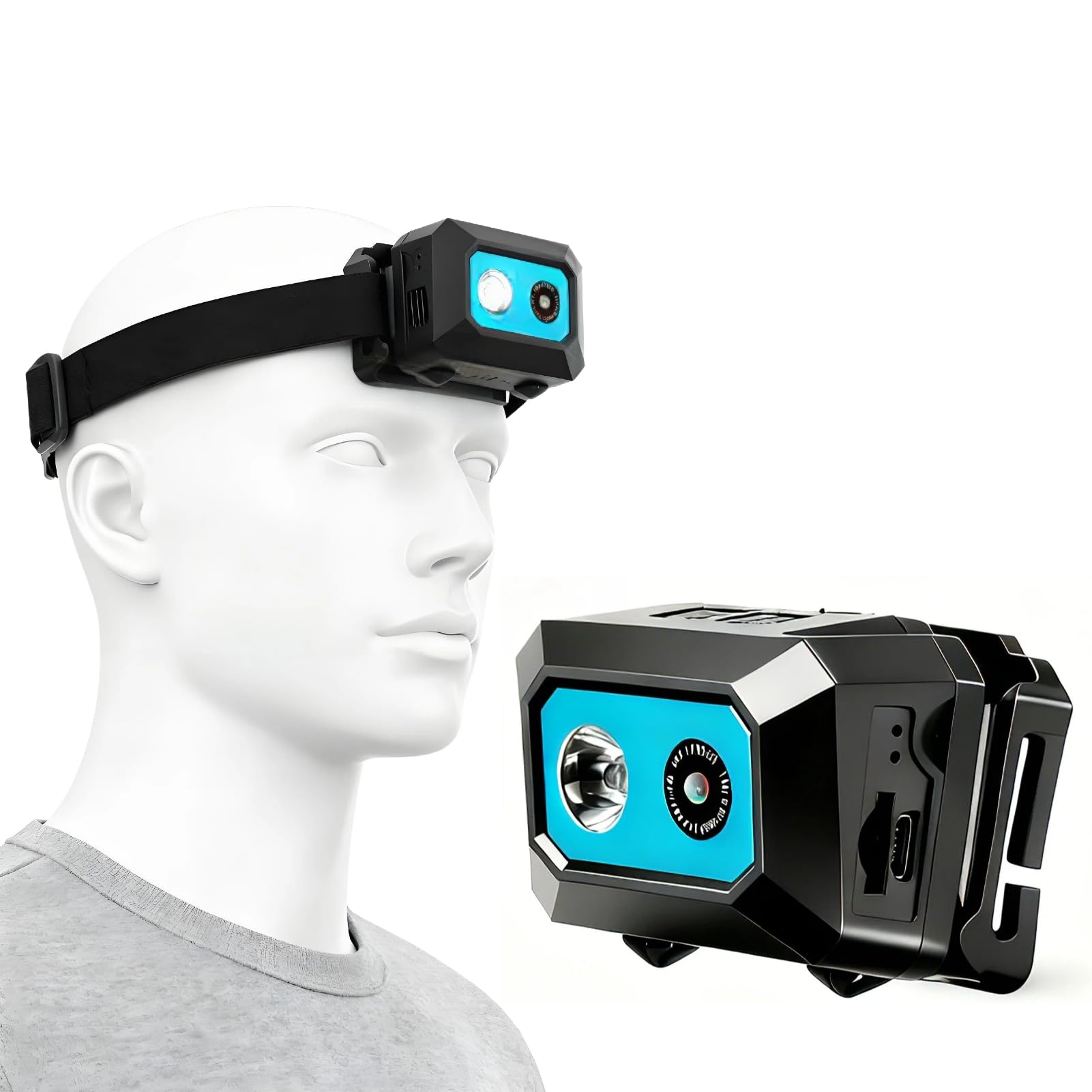 KIMISS Head Camera For Horse Riding, Super HD 1080p Equestrian Helmet Camera, Waterproof Head Mounted Action Cam, Video Camcorder DV Sports DVR Recorder For Cycling Filming (Blue)