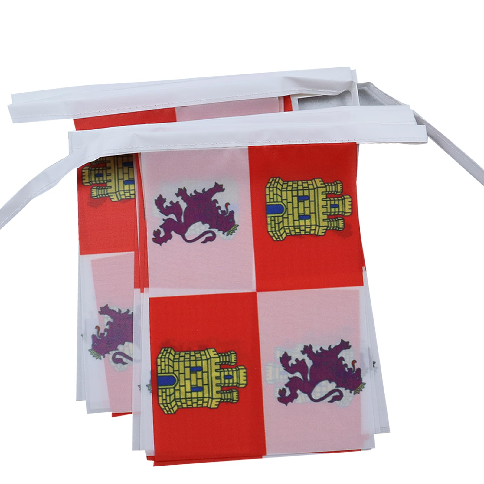 AZ FLAG Castile and Leon Bunting Flag, 20 Ft Garland wi20 Small Spanish region of Castilla y León Flags 8'' x 6'', 100% Polyester String Pennant, 6 meters