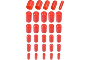 DMiotech 50 Pack 1/8" 3/16" 1/4" 5/16" 3/8" ID Red Screw Thread Protectors Rubber End Caps Bolt Covers for Screw Bolt Furniture Pipe