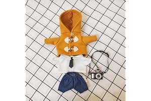 MINGSOLDIER 20cm Plush Doll Clothes 20cm Doll Clothes Plush Doll 20cm Clothes 7.9"" / 20cm Doll Clothes Cotton Doll Clothes Dolls Accessories Suit (Brown Woolen 5-Piece Set/Black Camera) no Doll