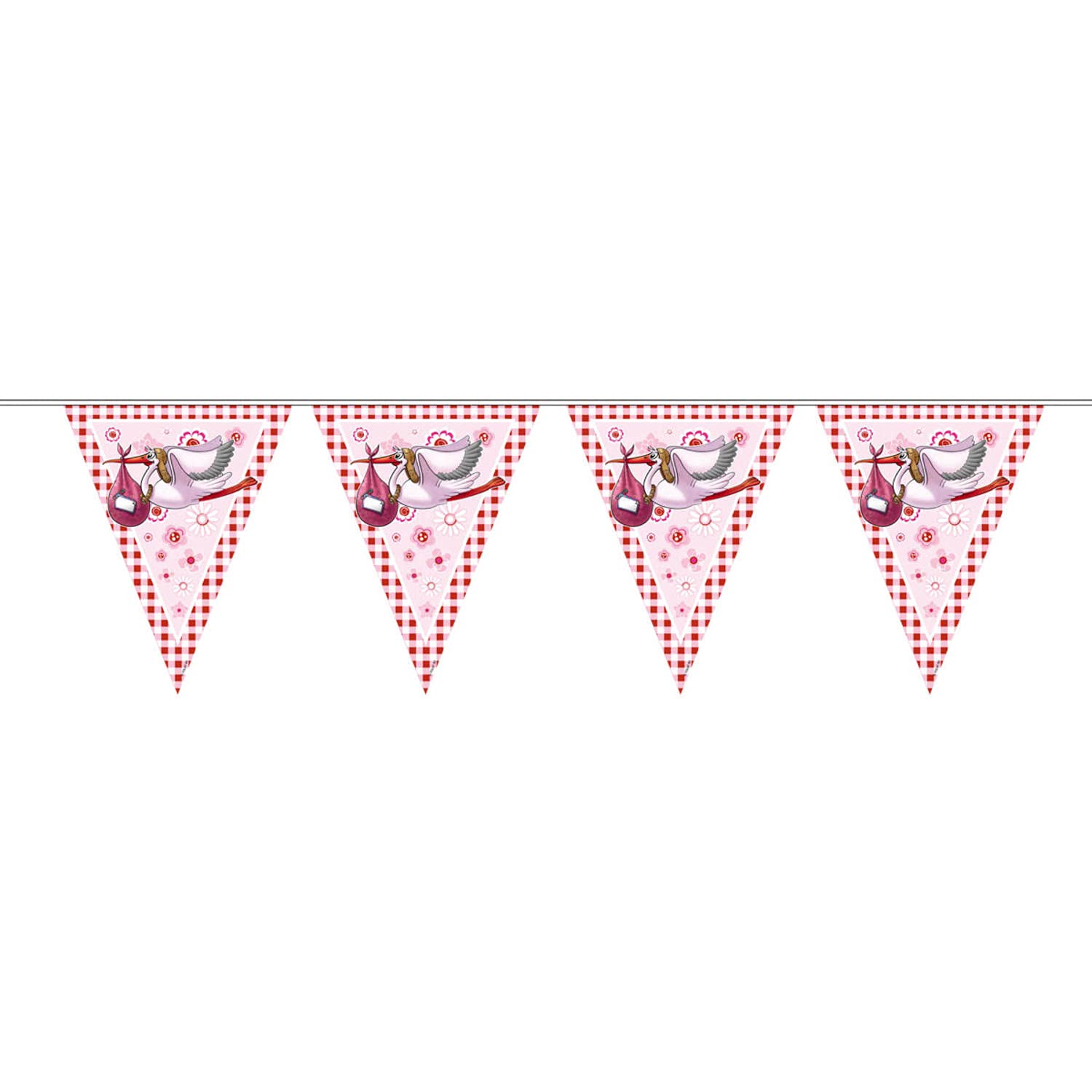 Folat 09257 Birth Girl Bunting Garland with Stork-10 m, Pink, Costumes