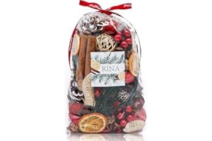 Qingbei Rina Christmas Potpourri Bags,Cinnamon Apple Scented Holiday Potpourri Bowl Filler,Winter Decorative Dried Flowers, Home Fragrance,Bathroom Decor,Large 20 oz(Red)