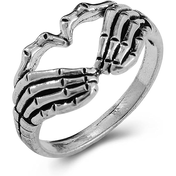 2-Piece Gothic Bat Wing Necklace & Ring Set - Evil Heart Vampire Punk Jewelry For Women - View #2