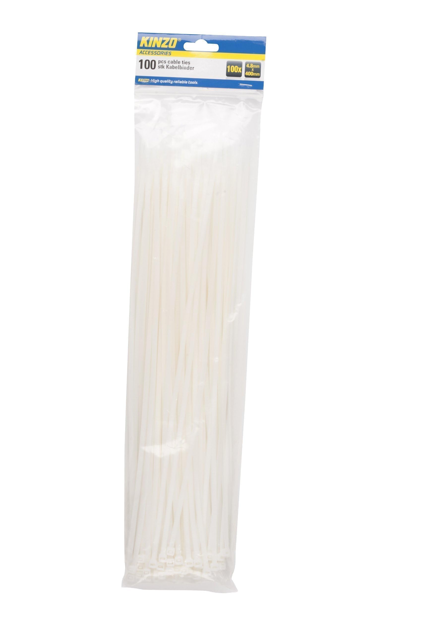 KINZO 72117 400 x 4.8mm Cable Tie - White