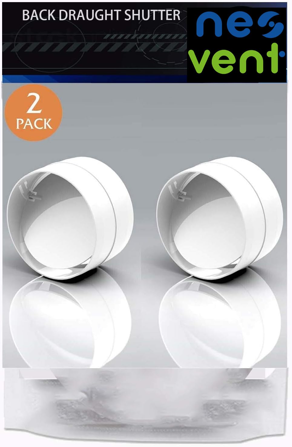 2 x 150mm Backdraught Shutters Flap 150mm - 6-inch Non-Return Valve Damper Flap to Connect Duct Pipe or Flexible Ducting Hose Backdraft Stopper