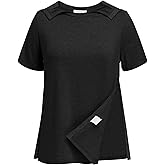 Deyeek Post Shoulder Surgery Shirts for Women Tear Away Side Snap Chemo Port Shirts Short Sleeve Adaptive Clothing