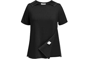 Deyeek Post Shoulder Surgery Shirts for Women Tear Away Side Snap Chemo Port Shirts Short Sleeve Adaptive Clothing