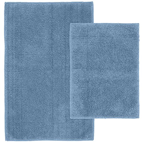 Garland Rug 2-Piece Queen Cotton Washable Rug Set, Sky Blue