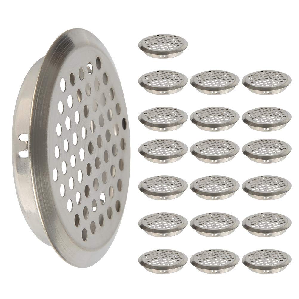 FOCCTS 20 Pcs 53mm Stainless Steel Air Vent Hole, Ventilation Louver Round Shape Ventilation Grille for Kitchen, Bathroom,Cabinet, Wardrobe, or Shoe Cabinet