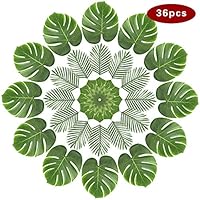 Lalacolorful Tropical Artificial Plant Faux Leaves Luau Simulation Leaf for Birthday Party Decorations Supplies Party Jungle Beach Theme Table Leave Decorations (A)