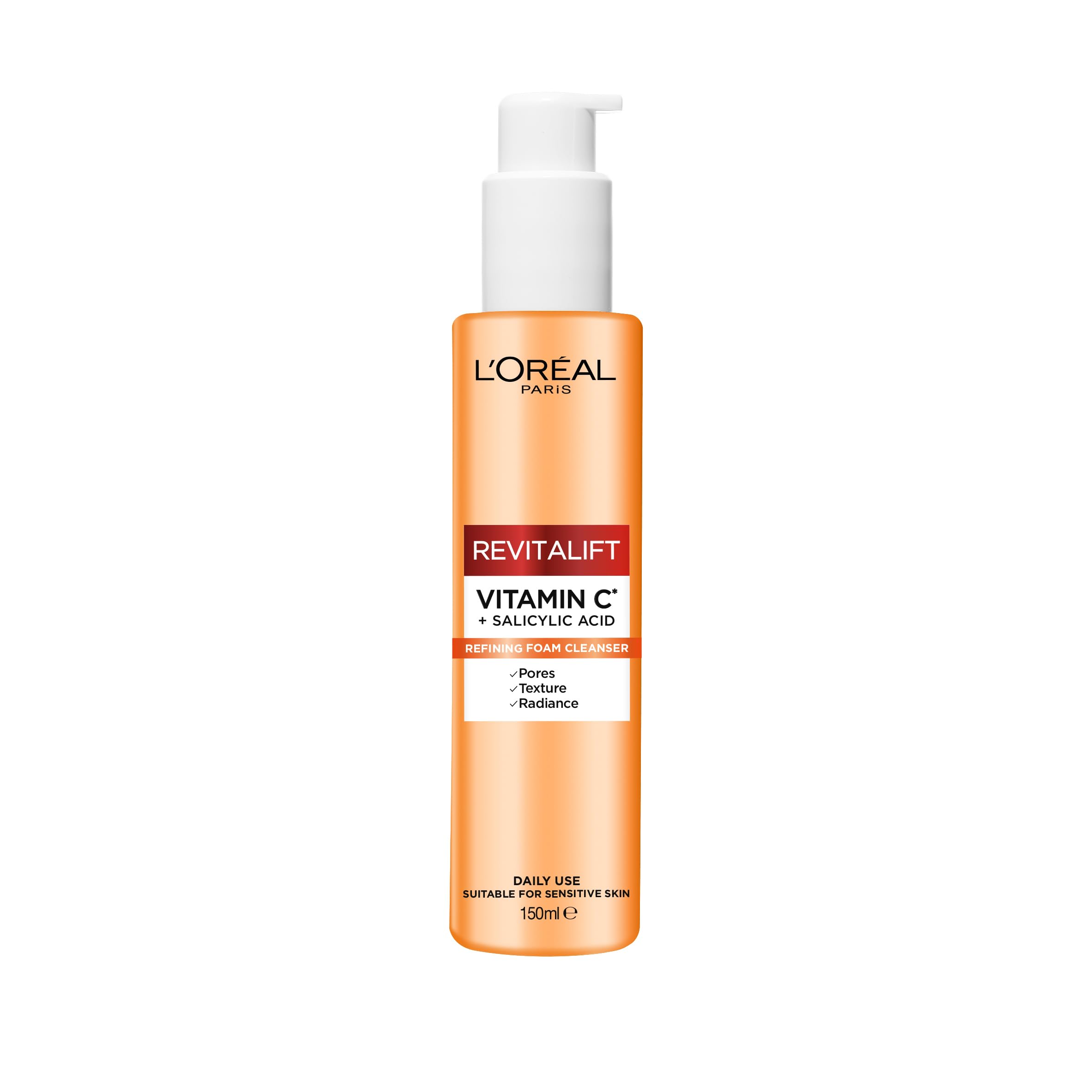 L’Oréal Paris Revitalift Clinical Vitamin C Cleanser [Vitamin C* + Salicylic Acid], Help brighten skin tone, Reduce pores and smooth skin texture, Cleans and Purify skin, For all skin types, 150ml