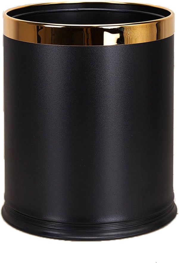 Trash Can Luxury Metal Waste Bin with Leather Cover,Open Top Office