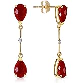 Galaxy Gold GG 7.01 ct 14k Solid Gold Diamonds Rubies Dangling Earrings