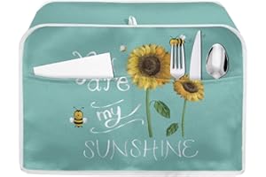HUISEFOR Sunflower Printed Toaster Cover 2 Slice Wide Slot, Washable Bread Maker Cover Toaster Cover Dust Protection Kitchen 