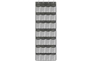 Llazsybz Shoe Organizer on The Door with Hooks Backup Space of Suspended Shoe Support, Black White