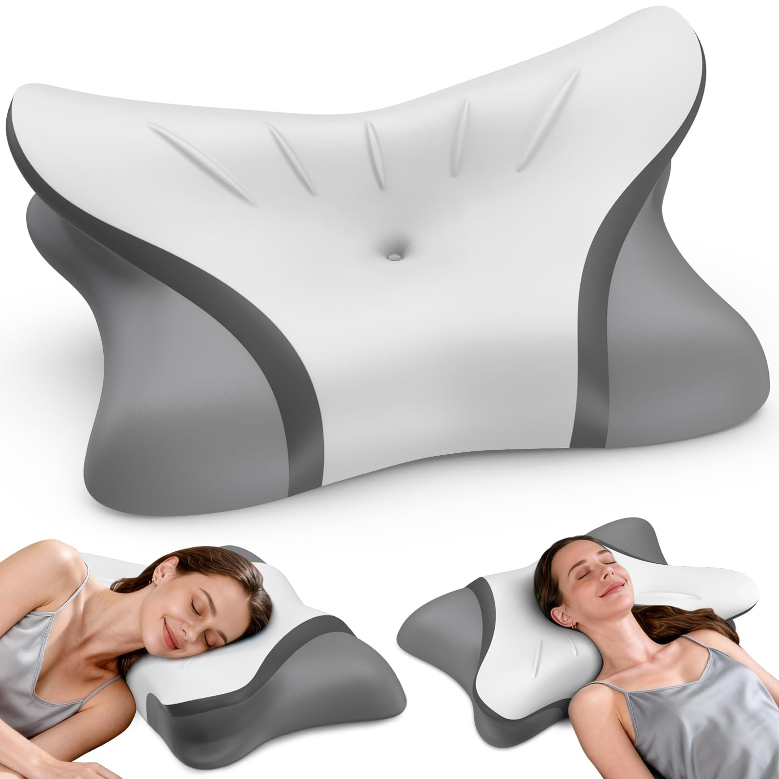 Photo 1 of Cervical Neck Pillow for Pain Relief, Bed Pillows for Head Neck Shoulder Support, Ergonomic Cooling Pillow, Orthopedic Contour Pillow for Side Back Stomach Sleepers,Neck Support Memory Foam Pillows