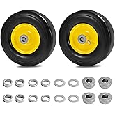 Parts Camp 9x3.50-4" Flat Free Tire and Wheel Lawnmower Tire,front zero turn mower/garden tractors/wheelbarrows/garden carts Tires With 3/4" & 5/8" Bushing,3.5"-4" Centered Hub(Set of 2)